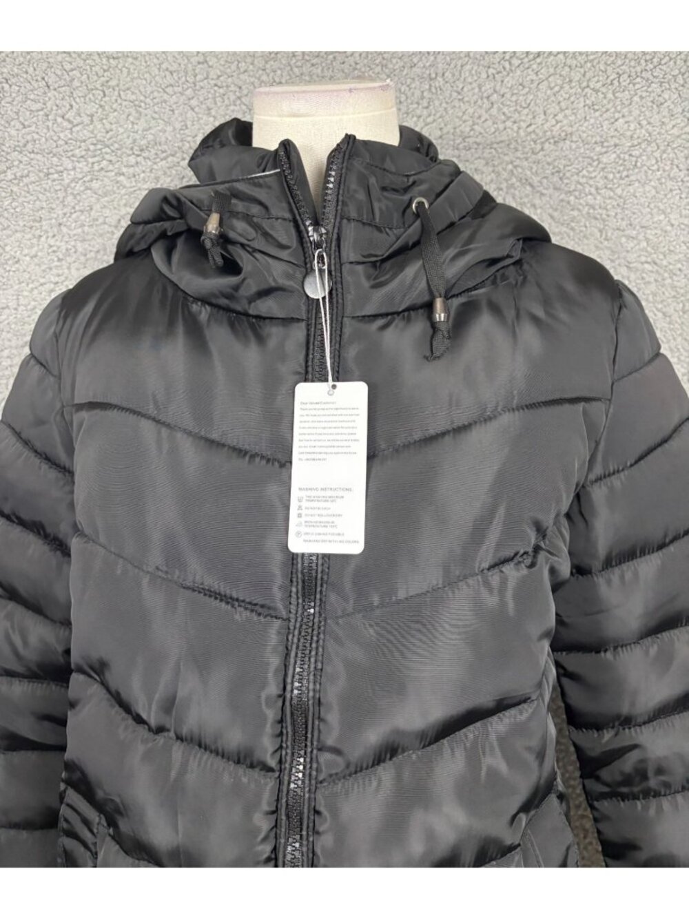 Siteng Women's Classic Puffer Jacket Hooded Full Zip Closure Black Size XS NWT - Picture 2 of 8
